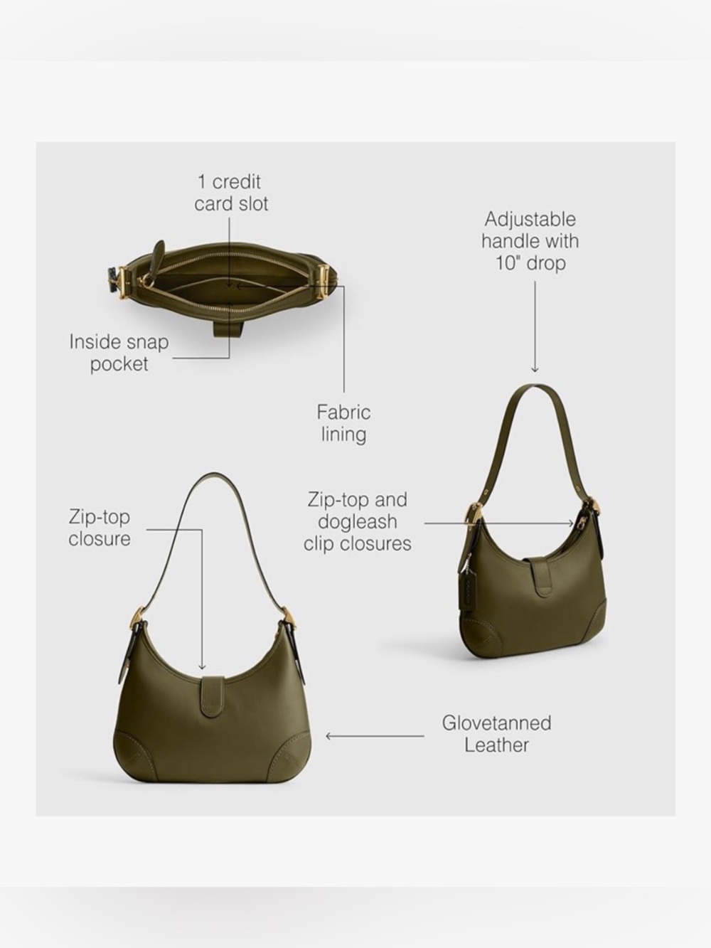 Coach Hampton Hobo Shoulder Bag with Brass Hardware, NWT, limited re-edition - Picture 4 of 17